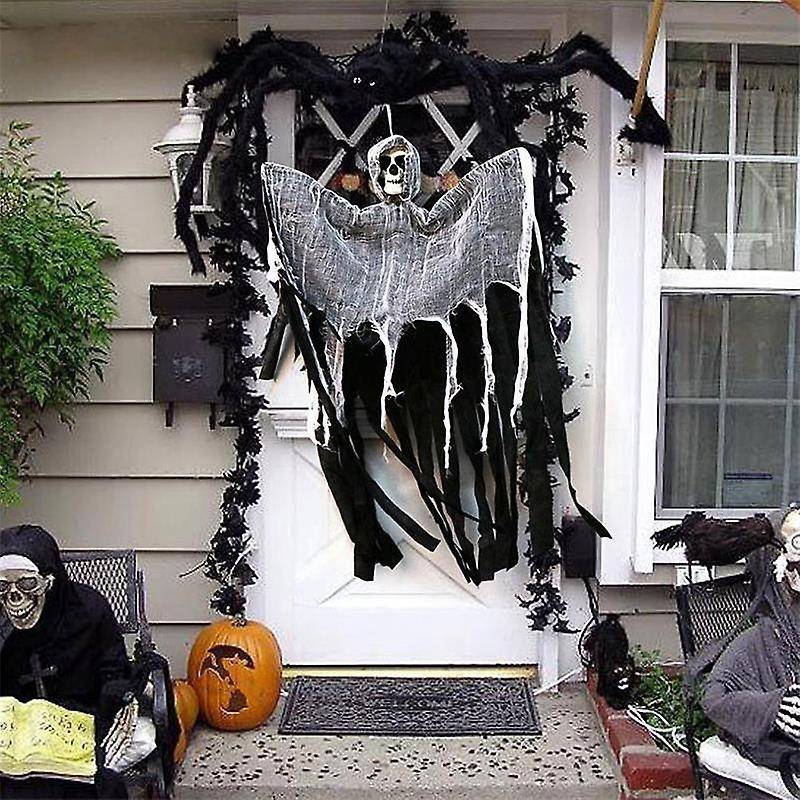 Halloween Decor Props Scary Halloween Hanging Ghost with Skull Face