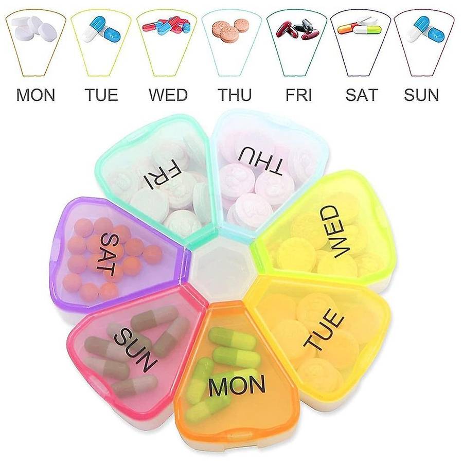 2 Pcs Weekly Pill Organizer, Portable 7 Day Pill Box Case