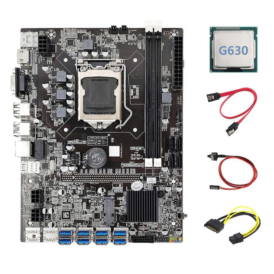 B75 Eth Mining Motherboard +g630 Cpu+sata 15pin to 6pin Cable