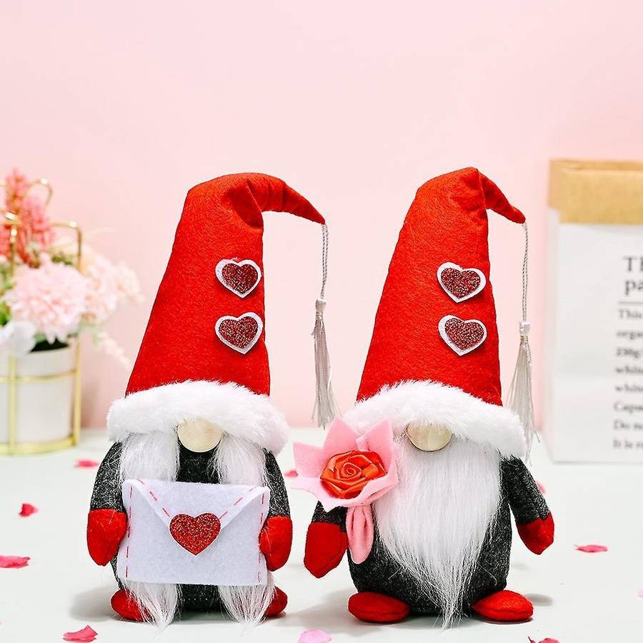 Valentines Gnomes Plush Decor - Mr and Mrs Scandinavian Elf Dwarf , B