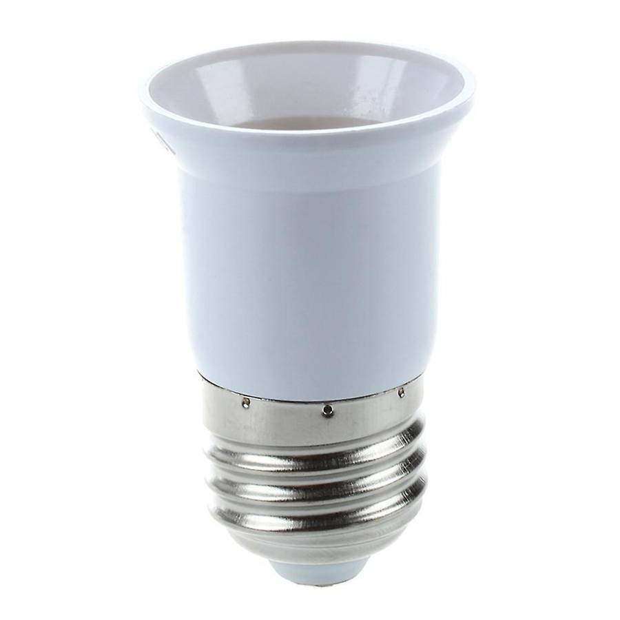 2x E27 to E27 Bulb Holder Silver Tone White Adapter Extender