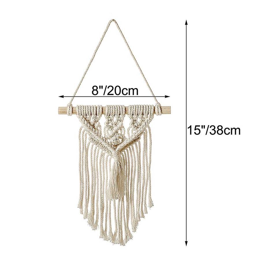 Mini Macrame Boho Wall Hanging Decor, Geometric Woven Tapestry