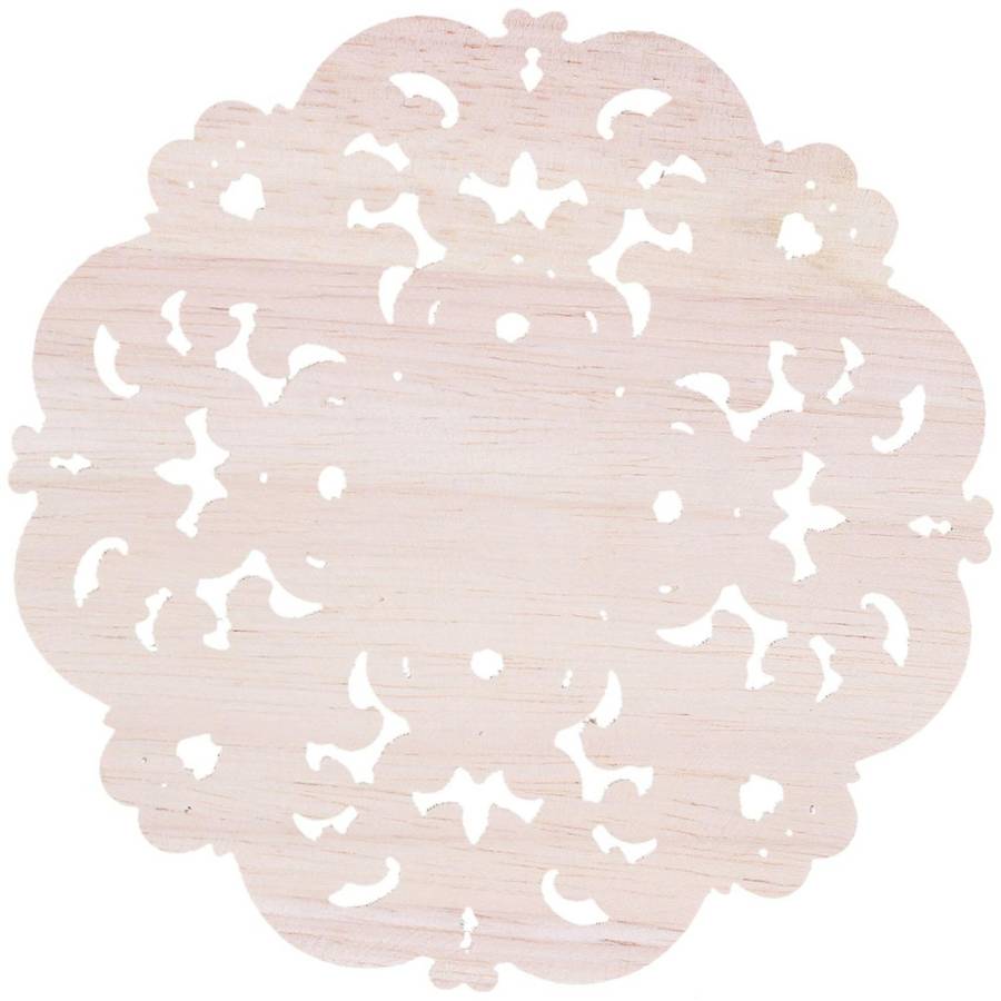 2x Woodcarving Furniture Solid Wood Door Applique Flower 12x12x2cm