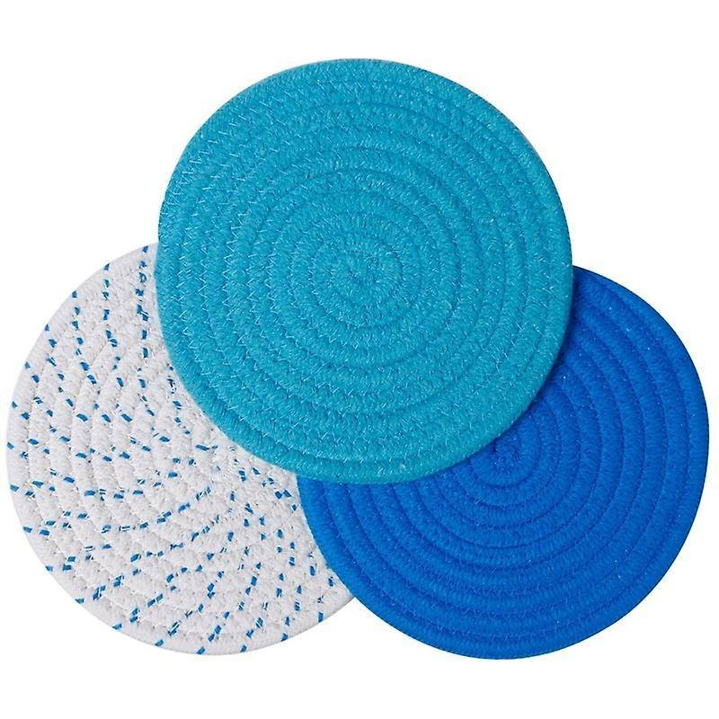 Potholders Trivets Set Thread Weave Coasters, for Baking Blue Series