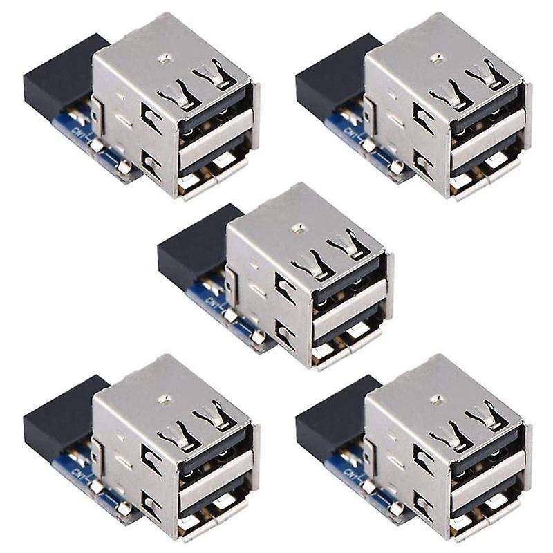 5pcs Desktop Board, 9pin/10pin Dual Usb2.0 A Port Front Panel Adapter