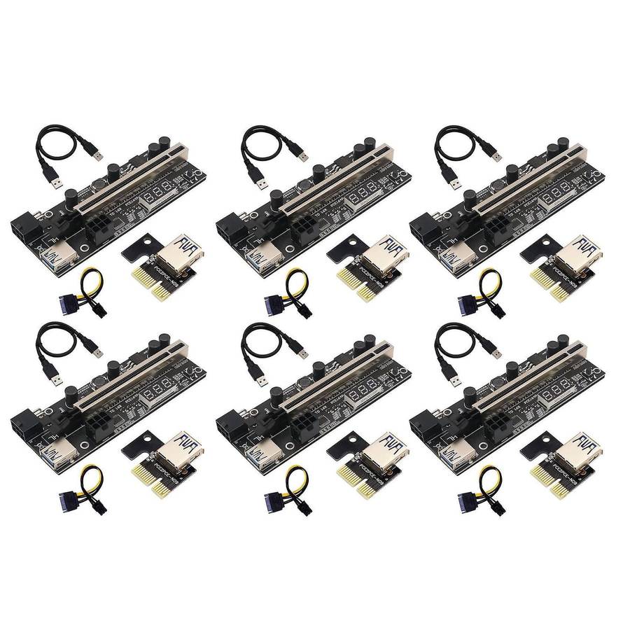 6 Set Pcie Riser 1x to 16x Graphic Extension with Temperature Sensor