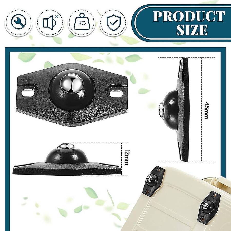 8 Pieces Self Adhesive Caster Wheels with Ball Bearings (black)