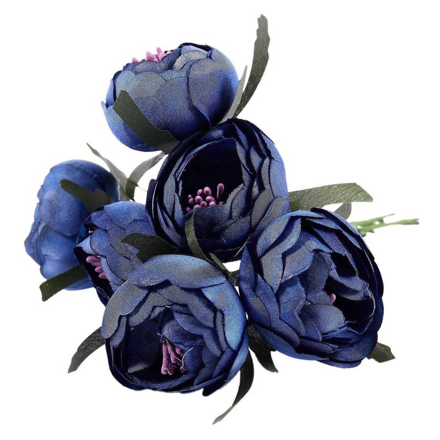 6pcs/lot Silk Cloth Bouquet Decorative(royal Blue Purple Heart)