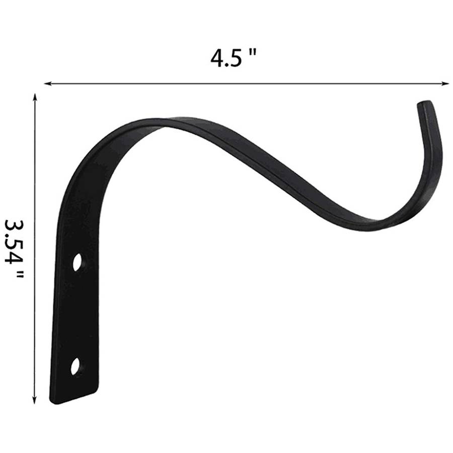 2x 4.5inch S Shape Wall Hanging Flower Pot Bracket Hook Iron Black