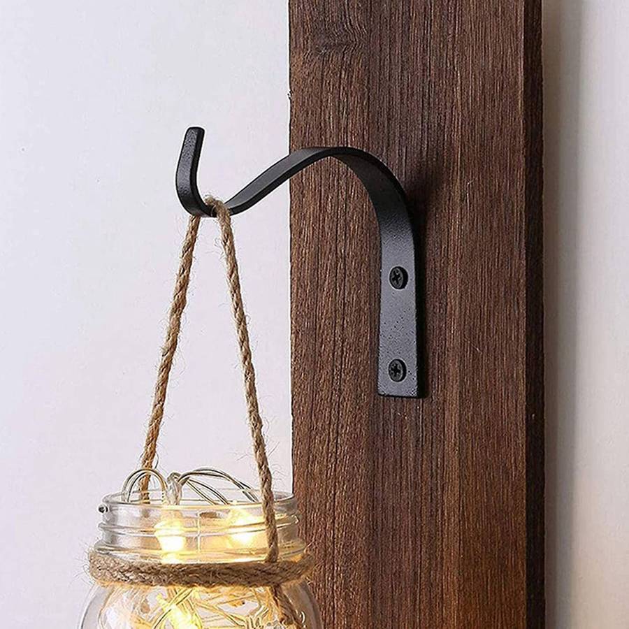 2x 4.5inch S Shape Wall Hanging Flower Pot Bracket Hook Iron Black