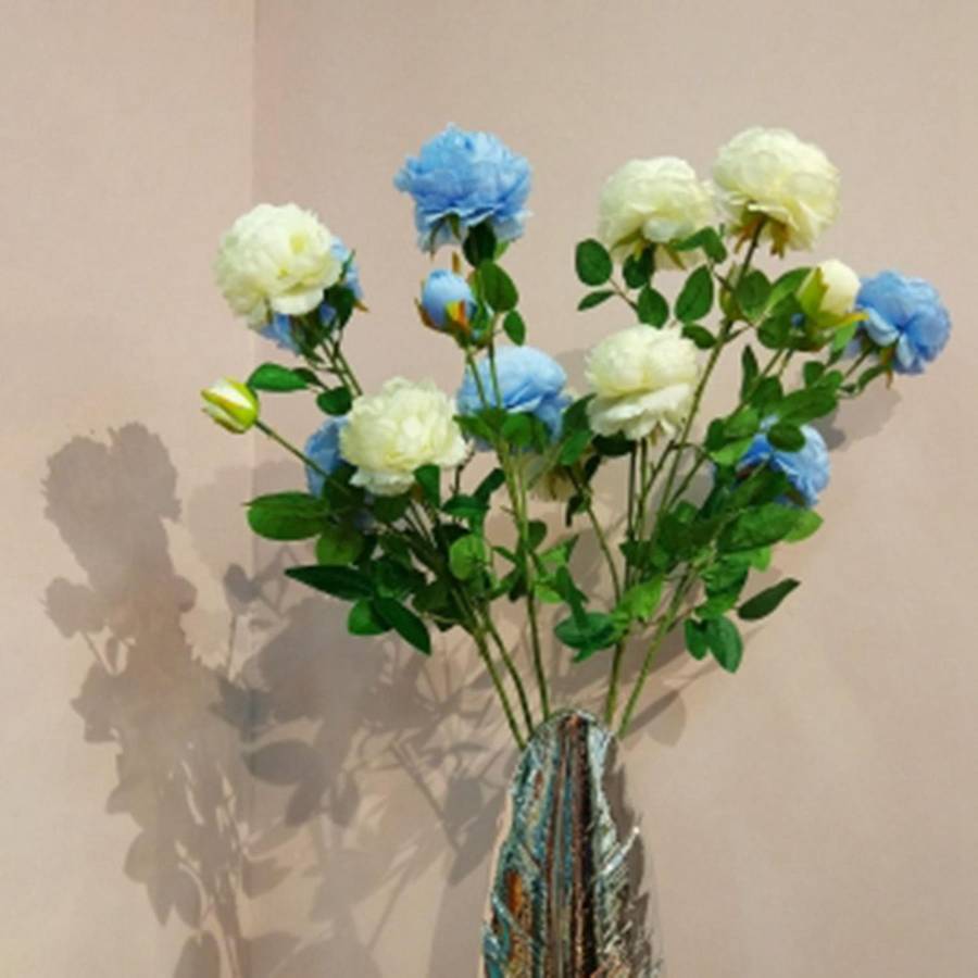 3x 3 Heads Artificial Flowers Peony Bouquet Silk Flowers (pink)