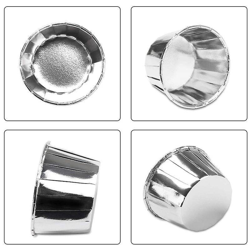 50pcs Aluminum Foil Cupcake Cups Disposable Baking Cups-silver
