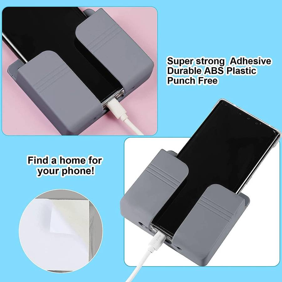 8pcs Mobile Phone Wall Mount Holders for Home Bedroom (grey)