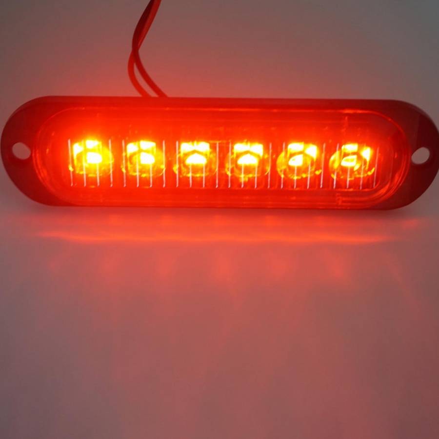 4pcs 6led Led Light Head Emergency Beacon Hazard Warning Light Red