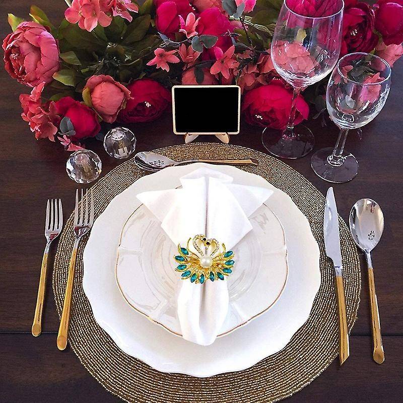 Valentine's Day Gift Blue Napkin Ring 6 Piece Set, Swan Napkin Ring