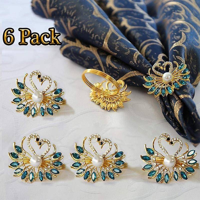 Valentine's Day Gift Blue Napkin Ring 6 Piece Set, Swan Napkin Ring