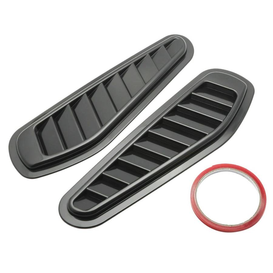 2pcs Car Simulation Shark Air Vent Universal Black Bonnet Hood Cover