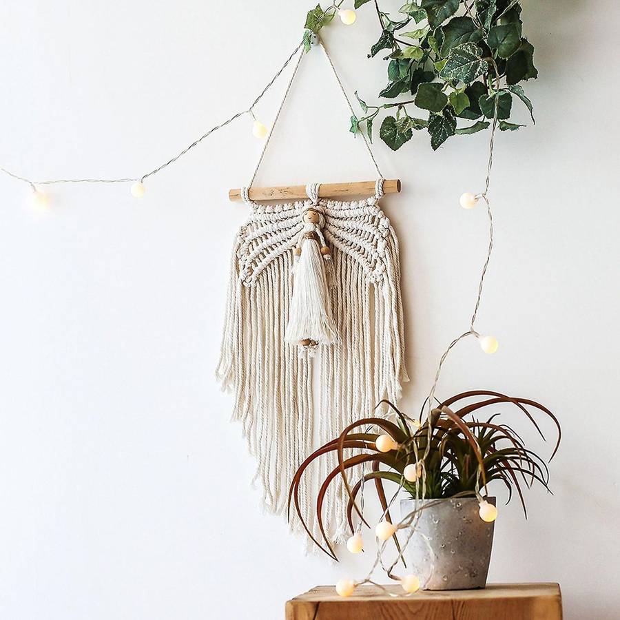 Mini Angel Wing Tapestry Boho Hand-woven Pendant Macrame Wall Hanging