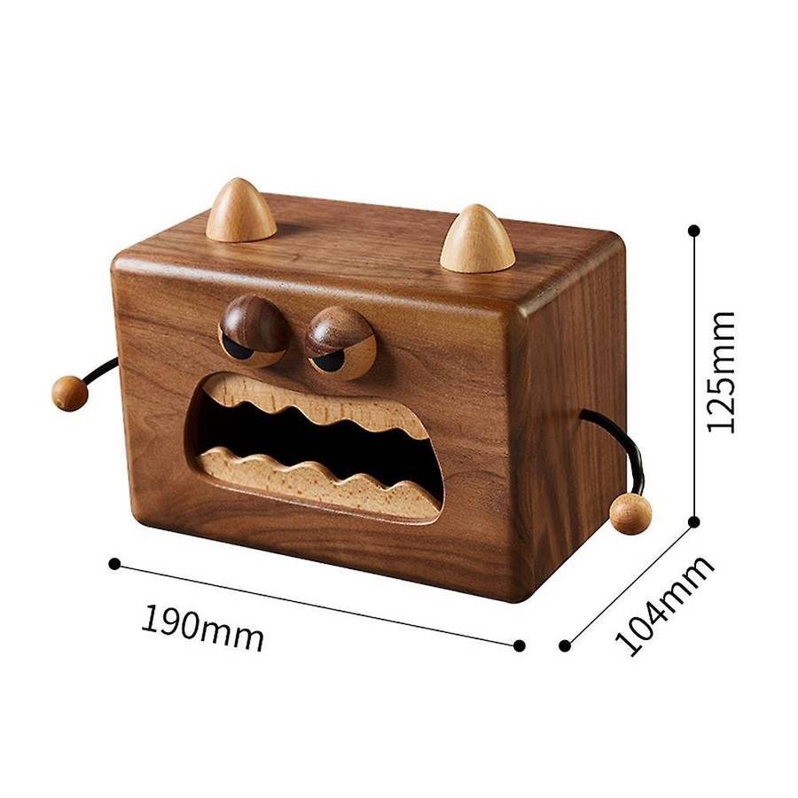 Cartoon Tissue Box Wood Little Monster Pumping Box Walnut Storage Box