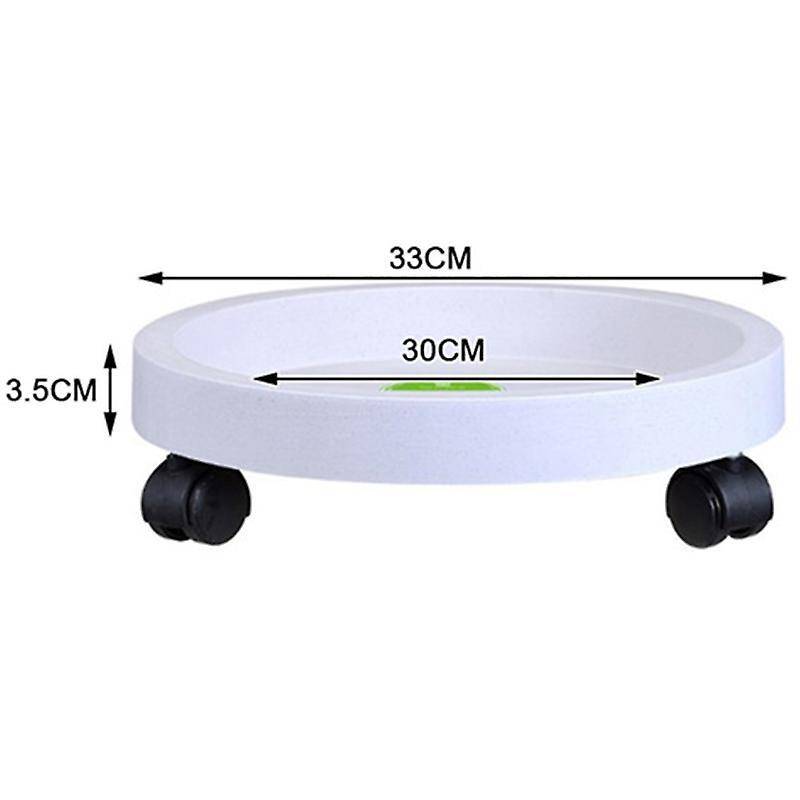 Removable Flower Pot Tray Universal Wheels Plastic Pot Rack-white