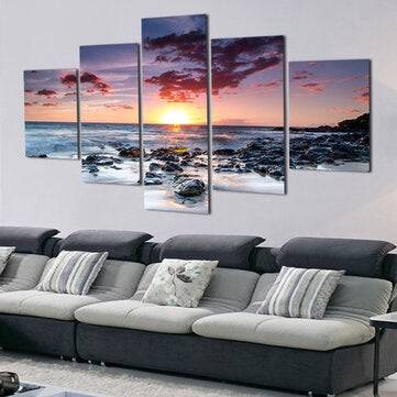 5 Piece Wall Art Canvas Sunset Sea Wall Art Picture Canvas Painting Home Decor Wall Pictures for Liv