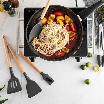 11Pcs Edible Silicone Non-stick Kitchen Utensils Set Cooking Spatula Gadget Tool