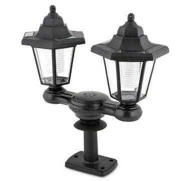 Garden Double Head Solar LED Light Wall Mounted Post Lantern Pathway Vintage Lamp Lawn Light
