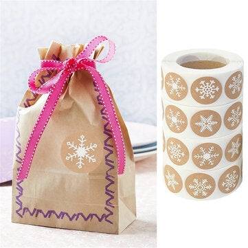 500pcs Snowflake Paper Stickers Label Christmas Gift Decoration Gift Box Seal Envelope Label Package