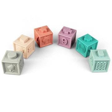 6 Pcs/set Baby Grasp Toy Building Blocks 3D Hand Soft Touch Balls Baby Massage Rubber Teethers Squee