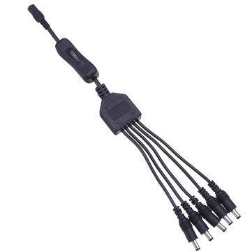 5.5*2.1mm 1 Female to 5 Male Way Splitter Connector with Switch for CCTV Camera LED Strip Light DC12
