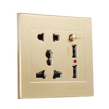 Universal 2100mA 5V 2 USB Wall Socket AC 110-250V Home Wall Charger