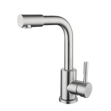 Stainless Steel Bathroom Basin Faucet 360 Rotate Single Handle Single Hole Lead Free Hot And Cold
