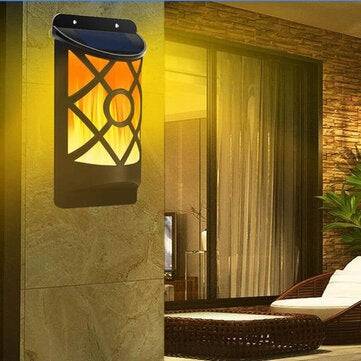 Outdoor Solar Garden Flame 96LED Light Flame Flickering Effect Outdoor Wall Lamp Waterproof