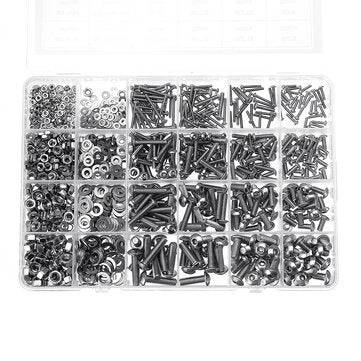 Suleve MXSH9 1220Pcs Stainless Steel Hex Socket Pan Head Screws Bolt Nuts Washers Assortment Kit M2