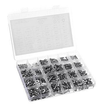Suleve MXSH9 1220Pcs Stainless Steel Hex Socket Pan Head Screws Bolt Nuts Washers Assortment Kit M2
