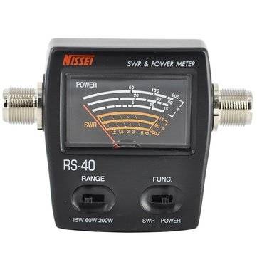 NISSEI RS-40 Power SWR Meter Measurable Range 200W for Two Way Radio with Adapter Connector