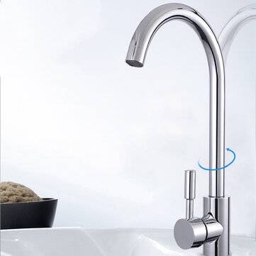 Stainless Steel Kitchen Sink Faucet Pull Out Double Holes Single Handle Cold Hot Water Mixer Tap 360