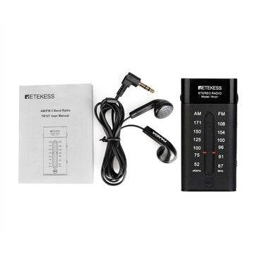 RETEKESS TR107 Portable Mini Pocket Radio FM AM Pointer Tuning Stereo Support BBS Mega Bass With Ear