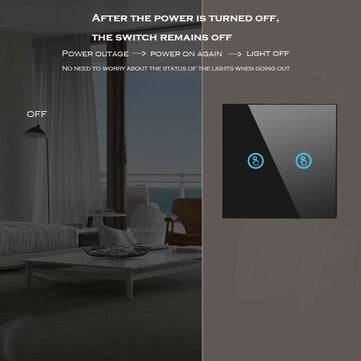 SMATRUL White 2 Gang Touch Wall Switch on /off Light LED Lamp Crystal Glass Screen Panel