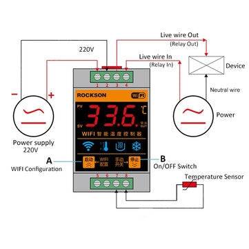 ROCKSON Tuya Smart Life WIFI Temperature Sensor Heating Boiler Cool Controller Remote Switch Thermom