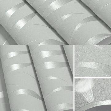 Silver 3D Non-Woven Fabric Wave Stripe Embossed Wallpaper Waterproof Modern Simple Non-Woven Fabric