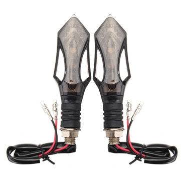 Pair Of 12V Motorcycle LED Turn Signal Blinker Yellow Light 8mm Mounting