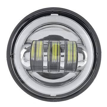 Motorcycle 7" LED Projector Headlight + 4.5" Passing Auxiliary Light With Aperture White And Yellow