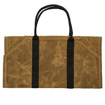 khaki Firewood Carrier Log Carrier Wood Carrying Bag for Fireplace 16oz Waxed Canvas