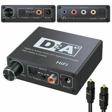 HIFI DAC Amp Digital To Analog Audio Converter Decoder 3.5mm AUX RCA Amplifier Adapter Toslink Optic