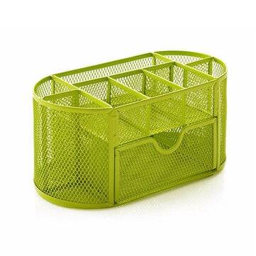 Honana HN-B26 Mesh Desk Organizer Oval Desktop Storage Box Pencil Stationary Holder (COLOR.: GREEN)
