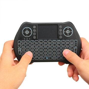 MT-10 2.4G Wireless Spanish Three Color Backlit Rechargeable Mini Keyboard Touchpad Air Mouse Airmou