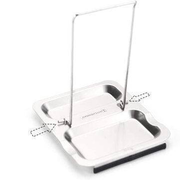 KITCHENDAO Stainless Steel Pot Lid Shelf Kitchen Organizer Pan Cover Lid Rack Stand Foldable Spoon H