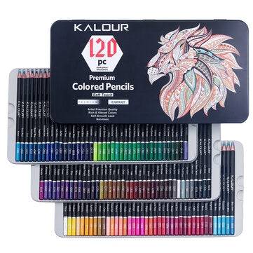 KALOUR 120 Color Pencil Set Professional Smooth Oil Color Drawing Pencil Kit Rich Pigment for Adult