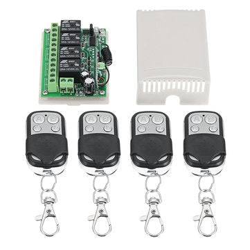 DC12V 4 Transmitter & Receiver Relay 4CH 433MHz Wireless Remote Control Light Switch